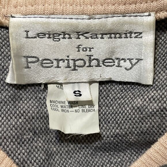 Vintage Leigh Karmitz for Periphery Pink Gray Zip Cardigan Sweater Sz Small - Picture 3 of 5